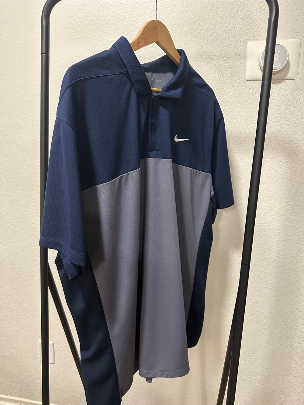 Nike Men’s Navy and Gray Colorblock Polo Shirt